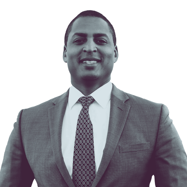 Black and white headshot of Travis Nembhard, Virginia HD-22, smiling and looking directly into the camera.