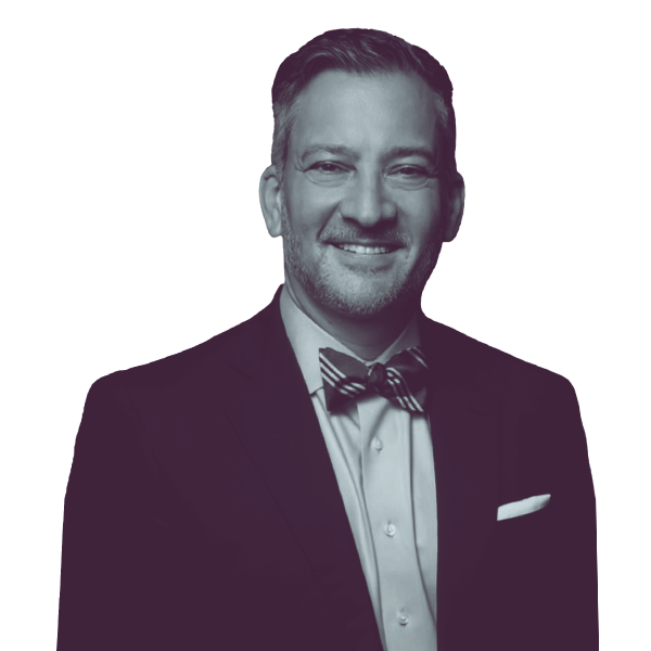 Black and white image of David Hill of North Carolina senate district seven showing him from the waist smiling and looking into the camera.