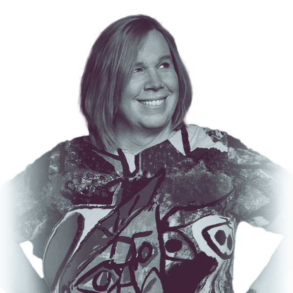 A black and white image of Vivian Smotherman of Colorado Senate district six from the waist up smiling and looking up and to her left.