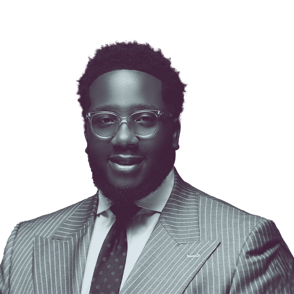 A black and white portrait of Rep. Keishan Scott of South Carolina House District 50, smiling and looking into the camera.