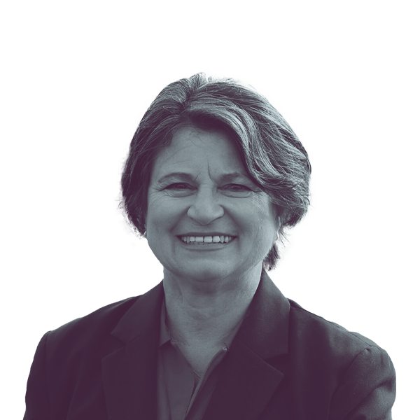 A black and white portrait of Luanne Peterpaul, candidate for New Jersey Assembly District 11, smiling and looking into the camera.
