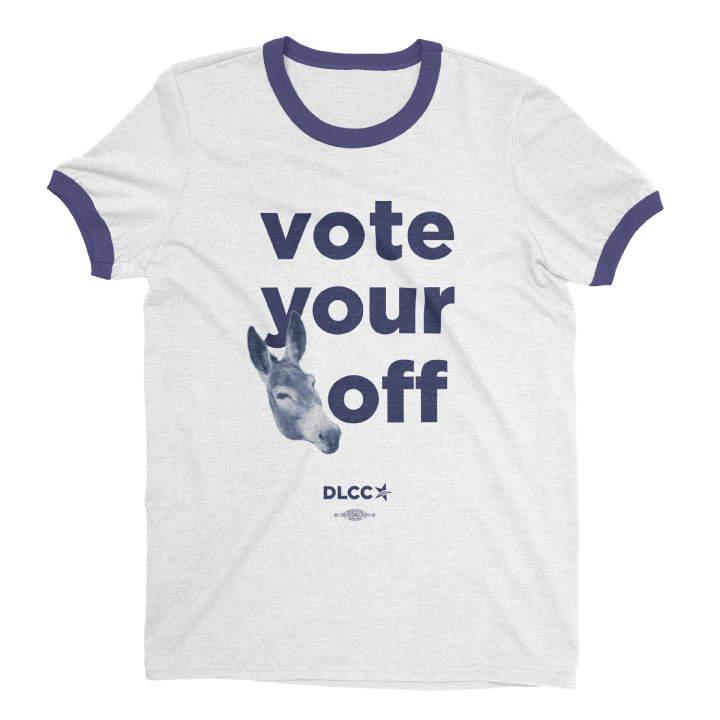 Vote Your Donkey Off (Unisex White/ Navy Ringer Tee)